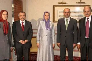 پاریس- دیدار مر یم رجوی رئیس جمهور برگزیده مقاومت ایران و احمد جربا رئیس ا‌ئتلاف ملی نیروهای انقلاب واپوزیسیون سوریه